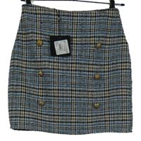Nové - Dámská modro-béžová kostkovaná vlněná sukně s gombíky Parisian 