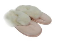 Nové - Dámské růžovo-bílé papuče s kožížkem vel. 38