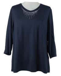 Dámské tmavomodré triko s kamínky Atelier 