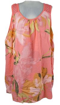 Dámská lososová květovaná tunika s krajkovými ramínky Bonmarché 