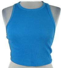 Dámský modrý žebrovaný crop top FSBN 