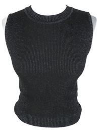 Nové - Dámský černý třpytivý crop top Primark 