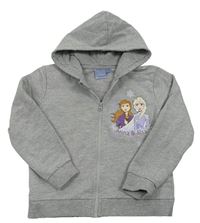 Světlešedá propínací mikina s Frozen a kapucí zn. Disney