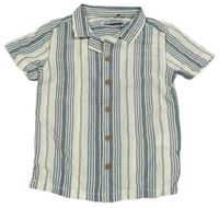 Tmavomodro-smetanovo-béžová pruhovaná košile Matalan