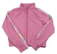 Růžová sportovní crop propínací mikina s proužkem Primark