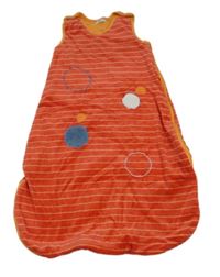 Červený pruhovaný sametový spací pytel s puntíky