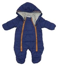 Tmavomodrá šusťáková zimní kombinéza a kapucí Early Days