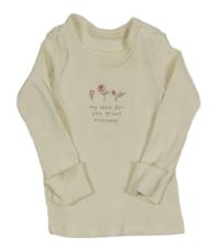 Smetanové žebrované triko s kytičkami a nápisem George