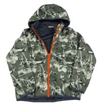 Khaki softshellová bunda s lego panáčky a kapucí 