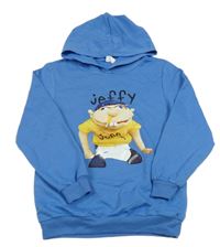 Modrá lehká mikina s panáčkem a kapucí