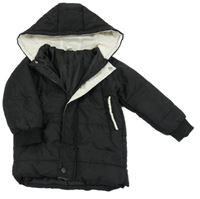 Černá šusťáková zimní bunda s kapucí Shein