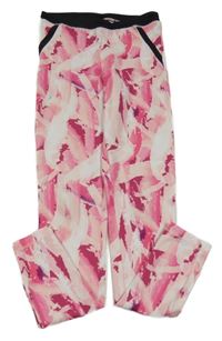 Růžovo-bílé sportovní legíny 