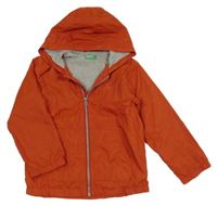 Oranžová šusťáková jarní bunda s kapucí Benetton