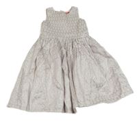 Bílo-stříbrné vzorované slavnostní šaty 