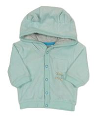 Světlemodrá sametová propínací mikina s příšerkou a kapucí Ergee