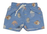 Modré plážové kraťasy s mořskými živočichy H&M