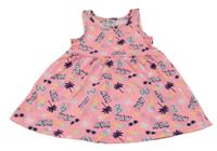 Neonově růžové šaty s obrázky a nápisy Kiki&Koko