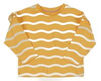 Obranžovo-bílé pruhované triko s volány 