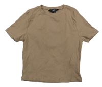 Hnědé žebrované crop tričko New Look
