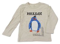 Béžová lehká mikina s nápisy a obrázkem H&M