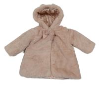 Růžový kožešinový podšitý kabát s kapucí George