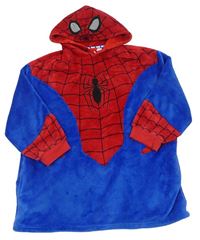 Modro-červená chlupatá oversize mikina s kapucí - Spiderman zn. Primark