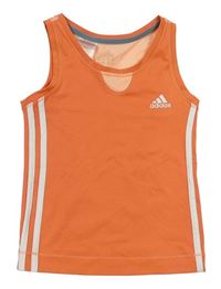 Oranžový sportovní funkční top s pruhy Adidas 