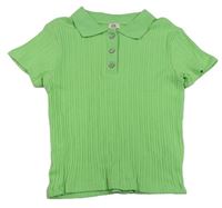 Světlezelené žebrované pletené polo tričko River Island