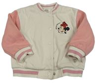Smetanovo-světlerůžová baseballová podšitá bunda  s Minnie Disney