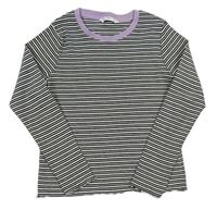 Černo-bílé proužkované žebrované crop triko M&S