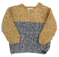 Hořčicovo-tmavomodrý melírovaný svetr Primark