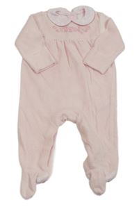 Světlerůžový sametový overal s kytičkami a límečkem Mothercare
