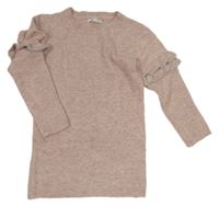 Světlerůžové melírované pletené šaty s volánky Primark