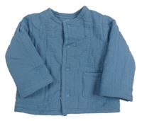 Modrá mušelínová zateplená propínací mikina Mothercare