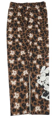 Hnědo-černé vzorované sportovní legíny s Minnie Disney