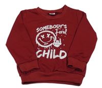 Bordó mikina s nápisem a smajlíkem 