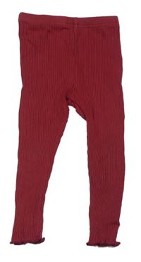 Vínové žebrované legíny Shein