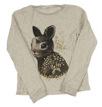 Béžová melírovaná lehká mikina se zajícem H&M