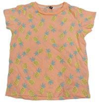 Neonově růžové tričko s ananasy Pep&Co