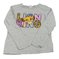 Šedé triko s nápisem - Lví král Disney