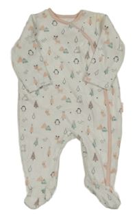 Bílý sametový overal s obrázky 