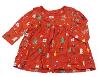 Červené bavlněné šaty s dárky Peacocks