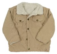 Béžová manšestrová zateplená bunda Shein