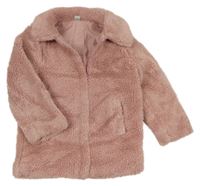 Růžová huňatá podšitá bunda Tu