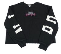 Černá oversize crop mikina s nápisy a číslem RIVER ISLAND