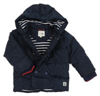 Tmavomodrá šusťáková zateplená bunda s kapucí Jasper Conran