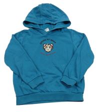 Petrolejová mikina s potiskem a kapucí S. Oliver