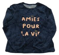 Tmavomodrá sametová mikina s nápisem La Redoute