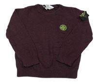 Vínovo-černý melírovaný svetr s nášivkou 