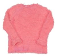 Neonově růžový chlupatý svetr 